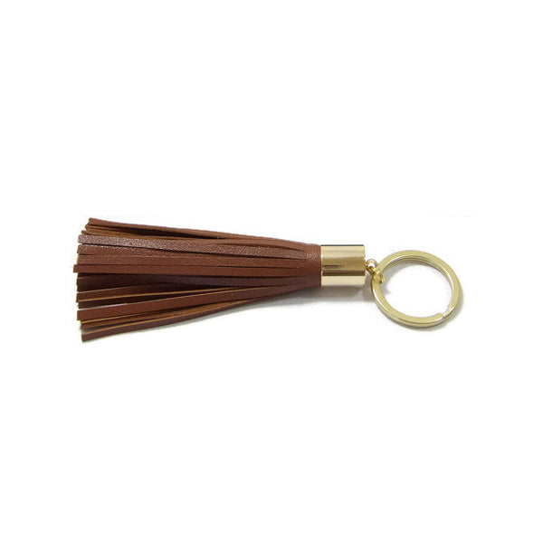 Beaverhead Treasures Pearlized Champange Lambskin Leather Tassel Keychain with 14K Gold Plated Brass Top Free Gift Wrap