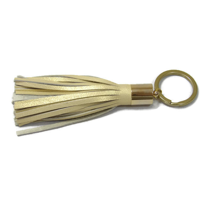 Beaverhead Treasures Yellow Lambskin Leather Tassel Keychain with 14K Gold Plated Brass Top Free Gift Wrap