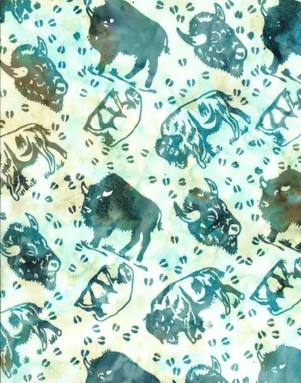 Hoffman Fabrics Seaside Bison Buffalo Batik Fabric S2352-484-Seaside