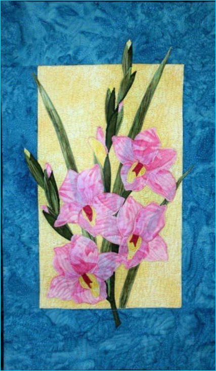 Zebra Patterns Pink Gladiola Flower Applique Quilt Pattern