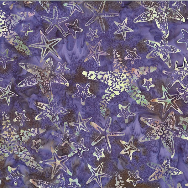 Hoffman Fabrics Along the Shores Eggplant Starfish Batik Fabric DM6-34-Eggplant