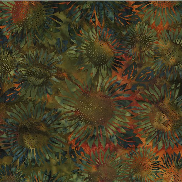 Hoffman Fabrics Autumn Sunflower Batik Fabric V2546-66-Autumn