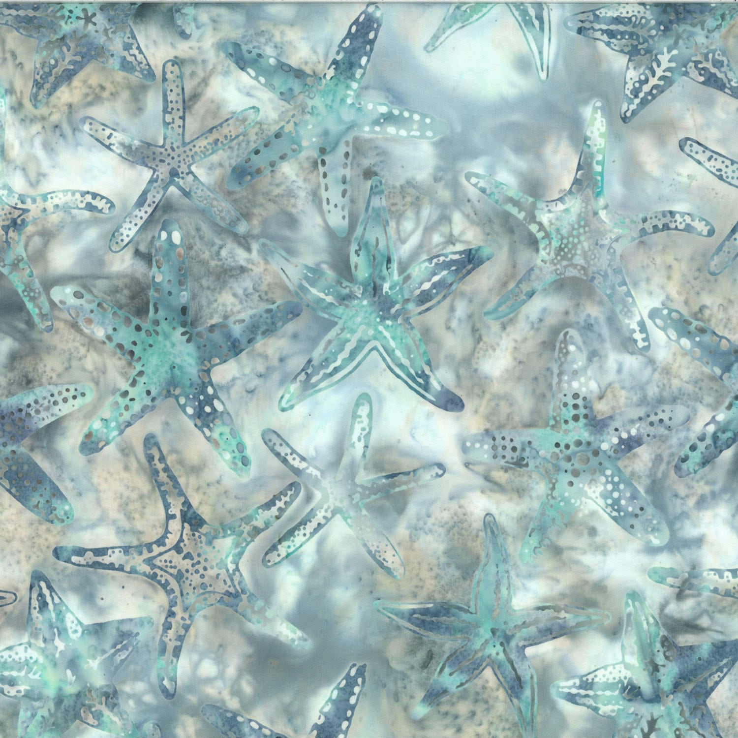 Hoffman Fabrics McKenna Ryan Seaglass Starfish Jellyfish Batik Fabric Collection MR46-402-Seaglass