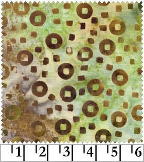 Benartex Floral Checkerboard Kiwi Batik Fabric by the Yard 3689-44