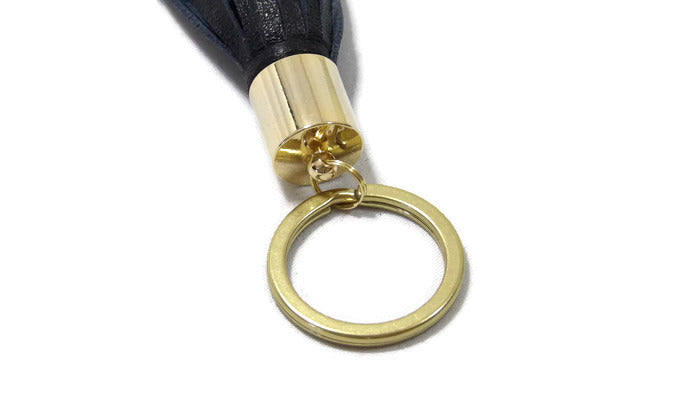 Beaverhead Treasures Pearlized Champange Lambskin Leather Tassel Keychain with 14K Gold Plated Brass Top Free Gift Wrap