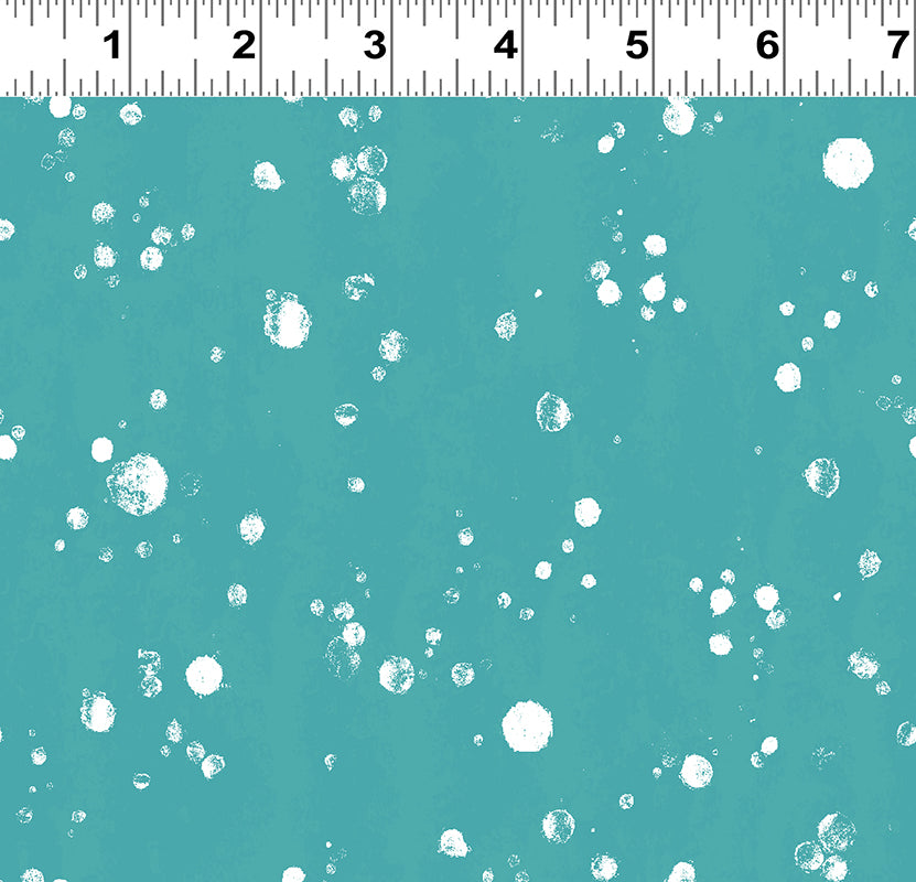 Snowflakes on Blue Cotton Fabric